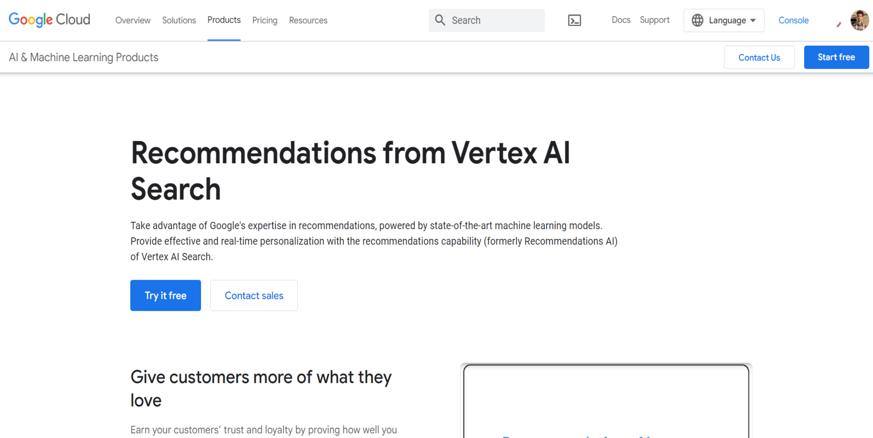 Google Cloud: AI Recommendation